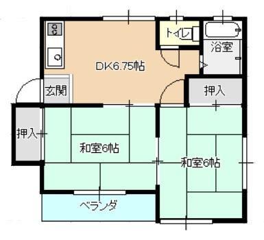 メゾンクラスタ(2DK/2階)の間取り写真