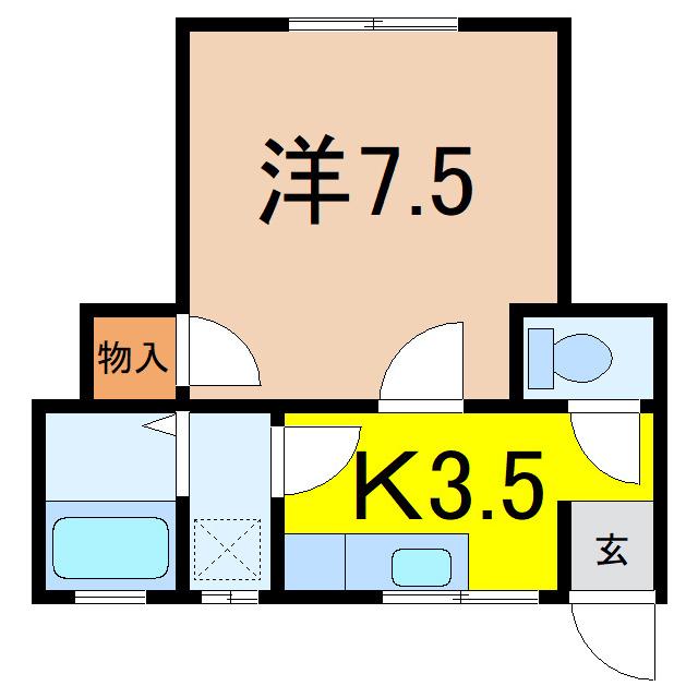 ハイクイーン(1K/2階)の間取り写真