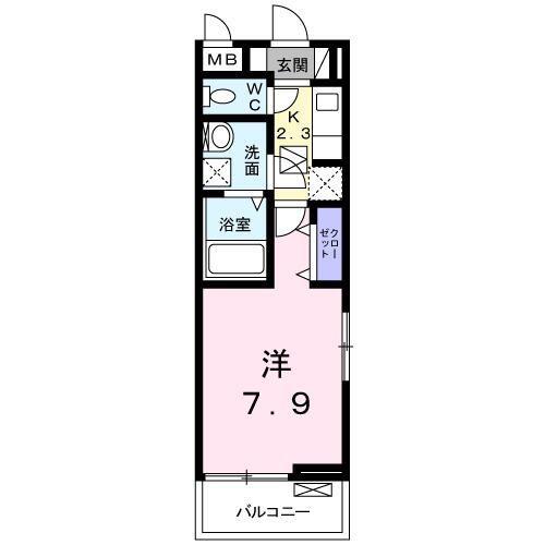 レーヴ市ヶ尾(1K/1階)の間取り写真