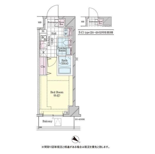 シェル品川戸越(1K/3階)の間取り写真
