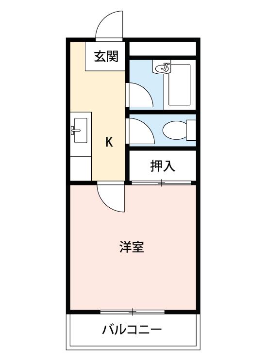ハイツサンクリスタル(1K/2階)の間取り写真
