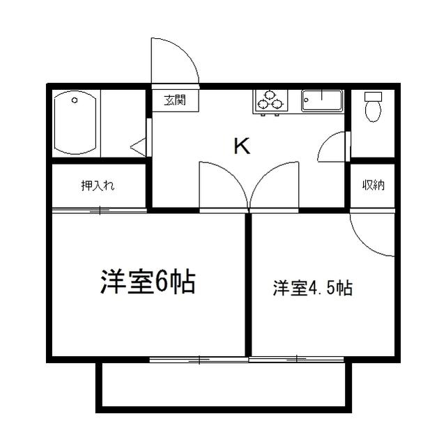 パーソナルマンション東桂(2K/1階)の間取り写真