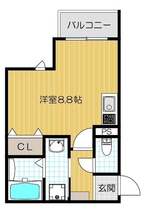 REGIES八尾駅前(ワンルーム/3階)の間取り写真