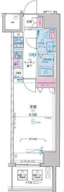 GENOVIA新宿GREENVEIL(1K/8階)の間取り写真