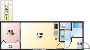 アプローズ新深江(1LDK/1階)の間取り写真