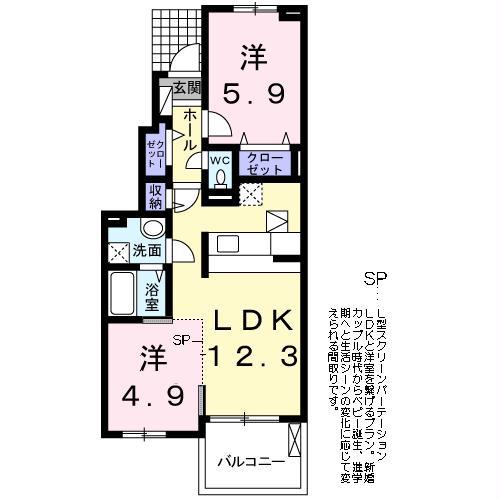 ラベンダー(2LDK/1階)の間取り写真