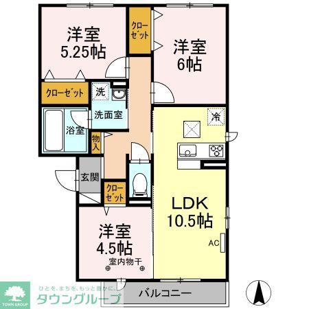 コートミカエルB(3LDK/1階)の間取り写真