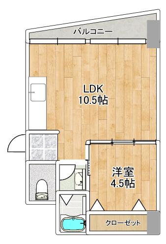 難波ミツミ(1LDK/6階)の間取り写真