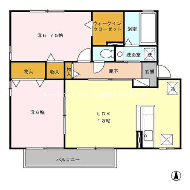 リビングタウン下地 B(2LDK/1階)の間取り写真