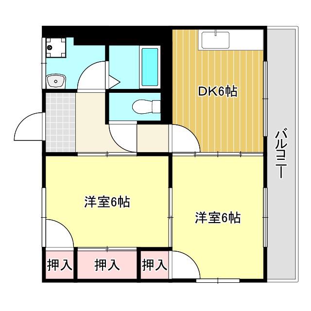 ブルゴーニュマンション(2DK/3階)の間取り写真