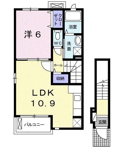 モヤ パラチャ(1LDK/2階)の間取り写真