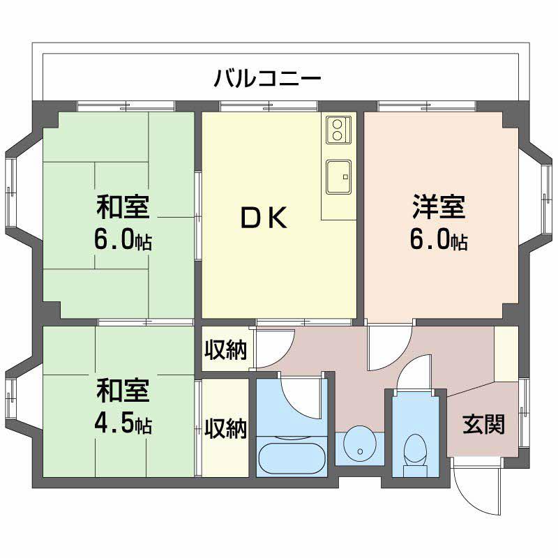 山成ビル(3DK/3階)の間取り写真