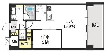 グランマーレ小路駅前(1LDK/3階)の間取り写真