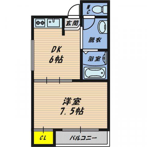 プチメゾンアオバ(1DK/2階)の間取り写真