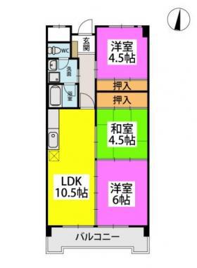 エサキ南ビル(3LDK/1階)の間取り写真