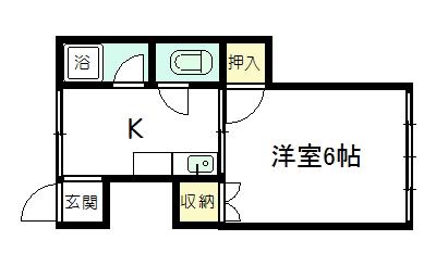 さくら荘(1K/2階)の間取り写真