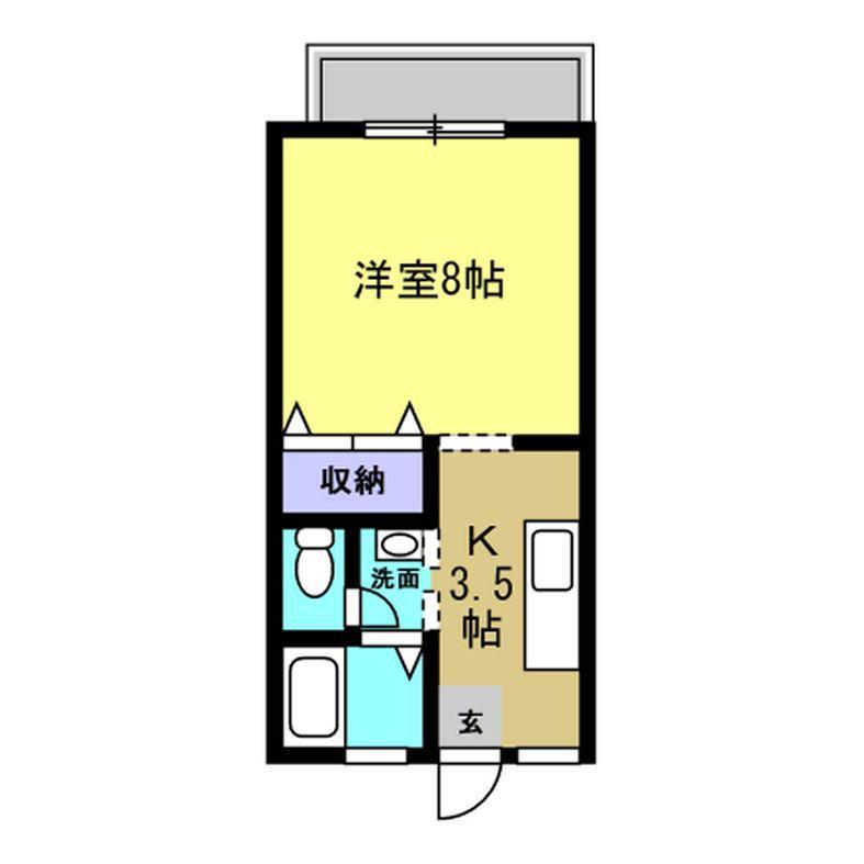 サンビレッジSANO A棟(1K/2階)の間取り写真