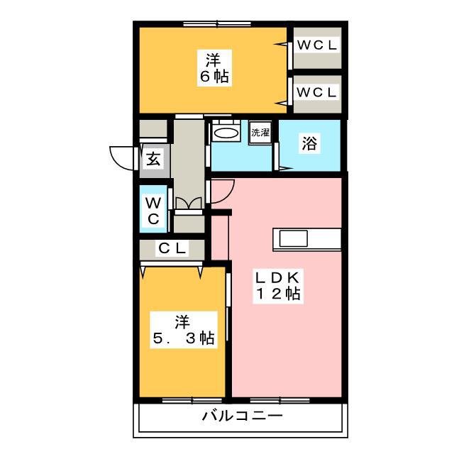 ルミエール峰沢(2LDK/1階)の間取り写真