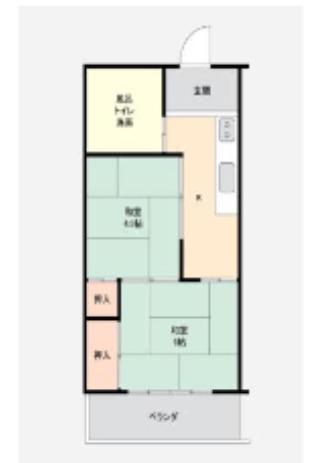 パティオソラール浜寺(2K/2階)の間取り写真