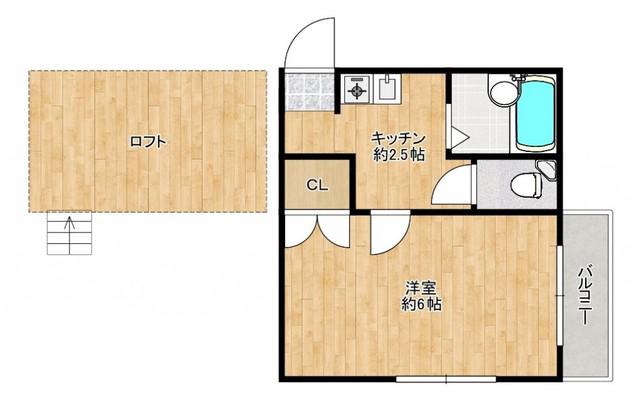 メゾンド愛宕(1K/2階)の間取り写真