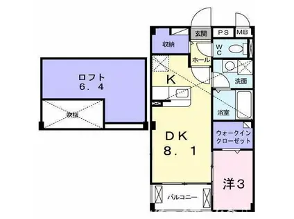 コンパニー8(1LDK/2階)の間取り写真