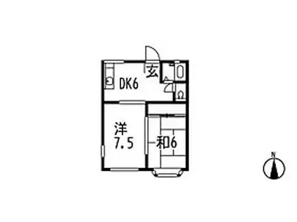 コーポルーラル(2DK/2階)の間取り写真
