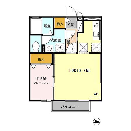 マーメゾンM(1LDK/1階)の間取り写真