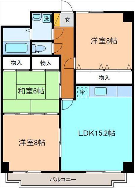 ウィスキーレジデンス寺地(3LDK/6階)の間取り写真
