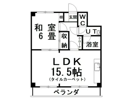三共ユタカビル(1LDK/5階)の間取り写真