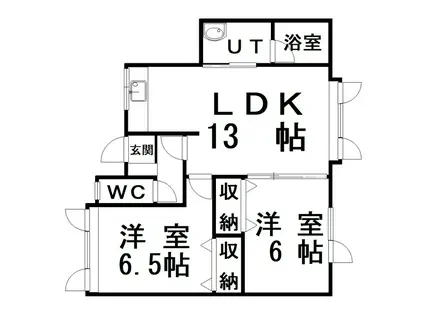 カーサミリオーネ(2LDK/1階)の間取り写真