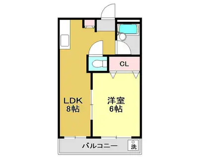 福徳ハイツ(1LDK/4階)の間取り写真