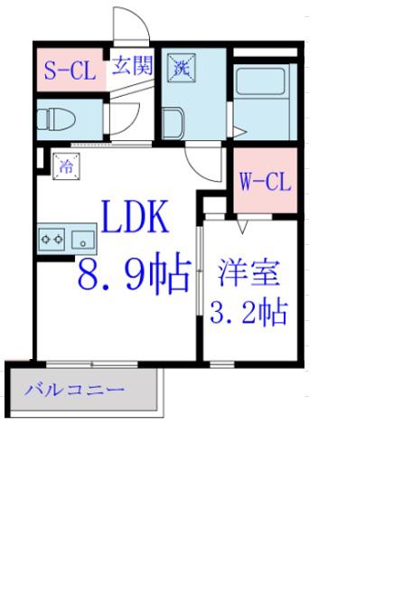 エスペリオ道場南(1LDK/2階)の間取り写真