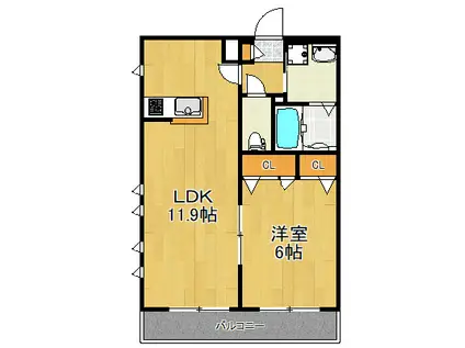 SUNNY HEIMS III(1LDK/2階)の間取り写真