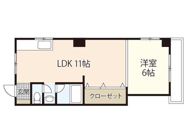 都ビル(1LDK/2階)の間取り写真