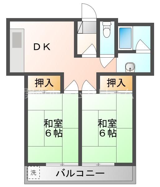 デラックスハイツジョイ(2DK/2階)の間取り写真