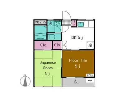 サンフローラハイツ(2DK/2階)の間取り写真
