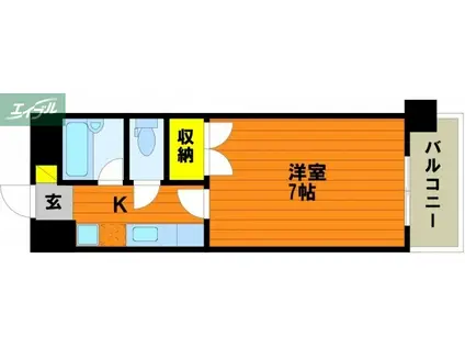 ブルックパレス(1K/3階)の間取り写真