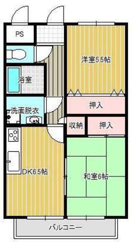 サンセール新居(2DK/2階)の間取り写真