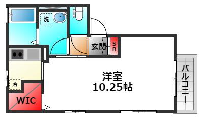 アペルトコートA(1K/2階)の間取り写真