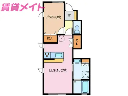 REVE GRANDISB棟(1LDK/1階)の間取り写真