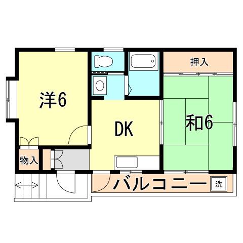 MSコートII(2DK/2階)の間取り写真