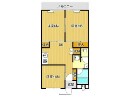 ニュウシティーマンションニイヌマ(3DK/2階)の間取り写真