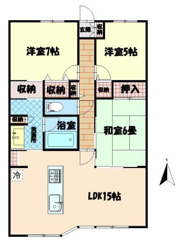 ロイヤルガーデン伊月町(3LDK/7階)の間取り写真