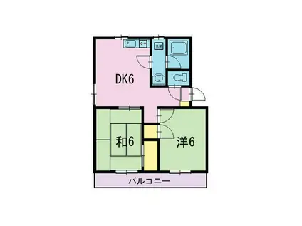 コーポ・ポシェット6(2DK/2階)の間取り写真