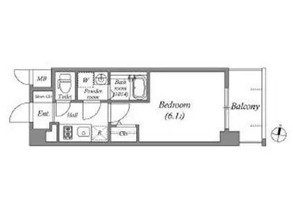 CION KOBE BAYSIDE(1K/7階)の間取り写真