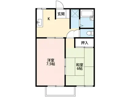 ハミング本田(2DK/2階)の間取り写真