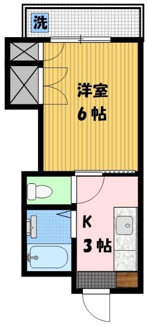 キャッスル東山手(1K/4階)の間取り写真