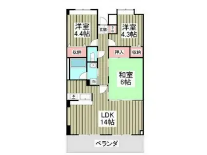 ヴィバーチェ武里(3LDK/4階)の間取り写真