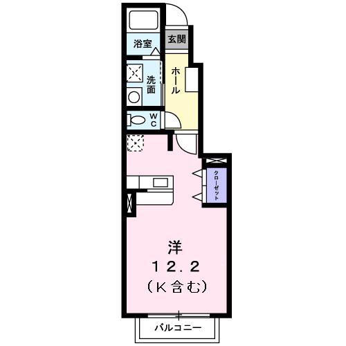 パルテール西条A(ワンルーム/1階)の間取り写真