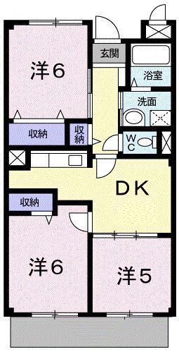 シャルマン今宿(3DK/1階)の間取り写真